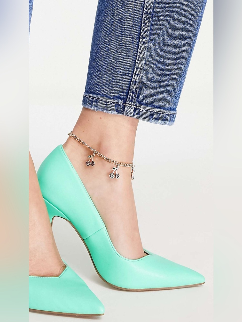 ASOS Design Pablo High Heeled Pumps Turquoise Sz 8